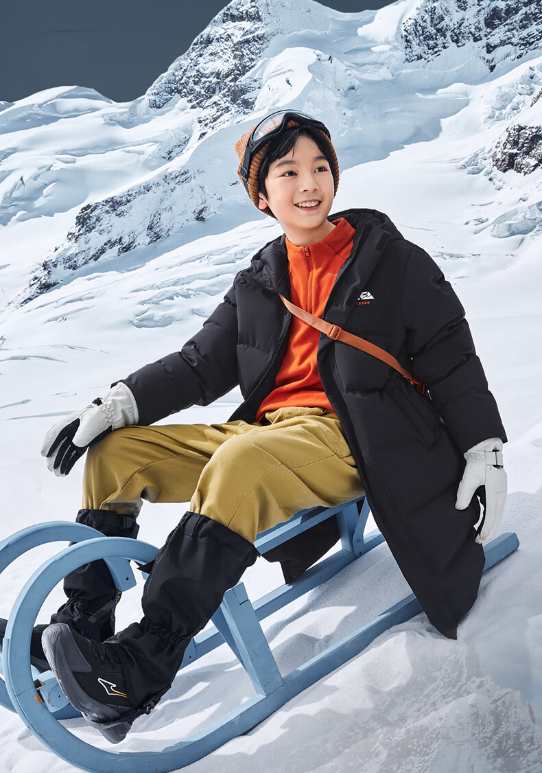 ERKE Kids Boys and Girls Warm Winter Windproof Long Down Jacket Black 130 1