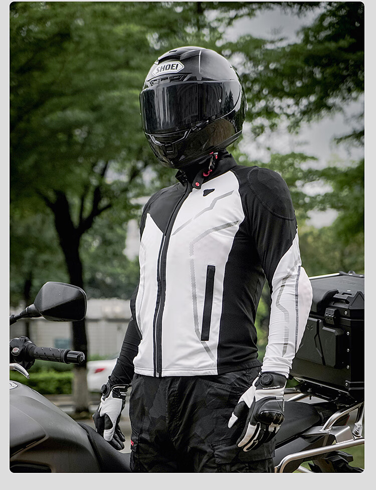 Duhan Wind Rider Motorcycle Riding Armor Jacket Unisex Breathable Quick-Dry Motorbike Riding Gear Anti-Fall CE Protective Gear Four Seasons White 18