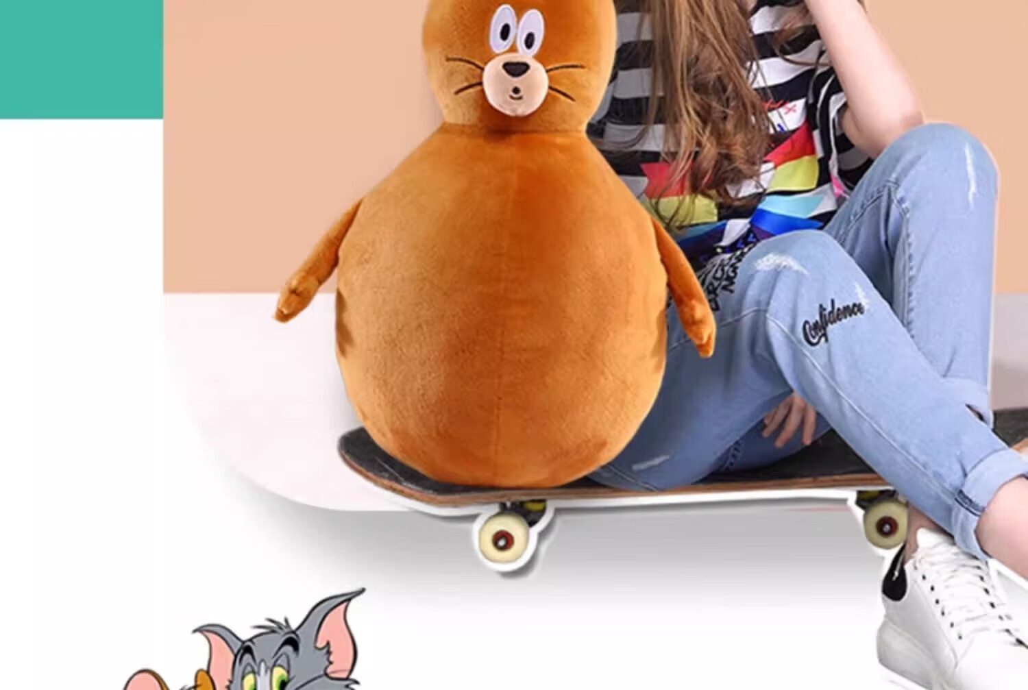 Tom and Jerry Plush Long Body Pillow Sleeping Pillow Girl Hugging Doll Cushion Toy Tom Cat Deluxe Edition 65cm 15