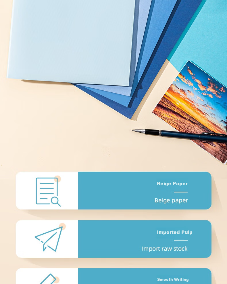 Deli Notebook Artistic Line Binding for Middle School Students, High School Students, And Postgraduate Entrance Exam Sewn Notebook Diary Thick Soft Cover Note-Taking Book 4-Pack [Glass Clear 2] 2