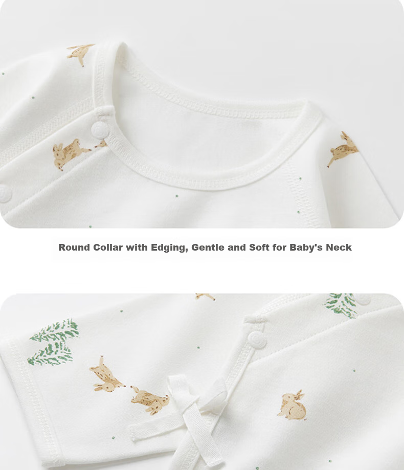 Guaiqixiong Newborn Pure Cotton Half-Back Shirt, Spring And Autumn Season, Newborn Baby Long-Sleeve Monk Robe, Infant Seamless Top 13