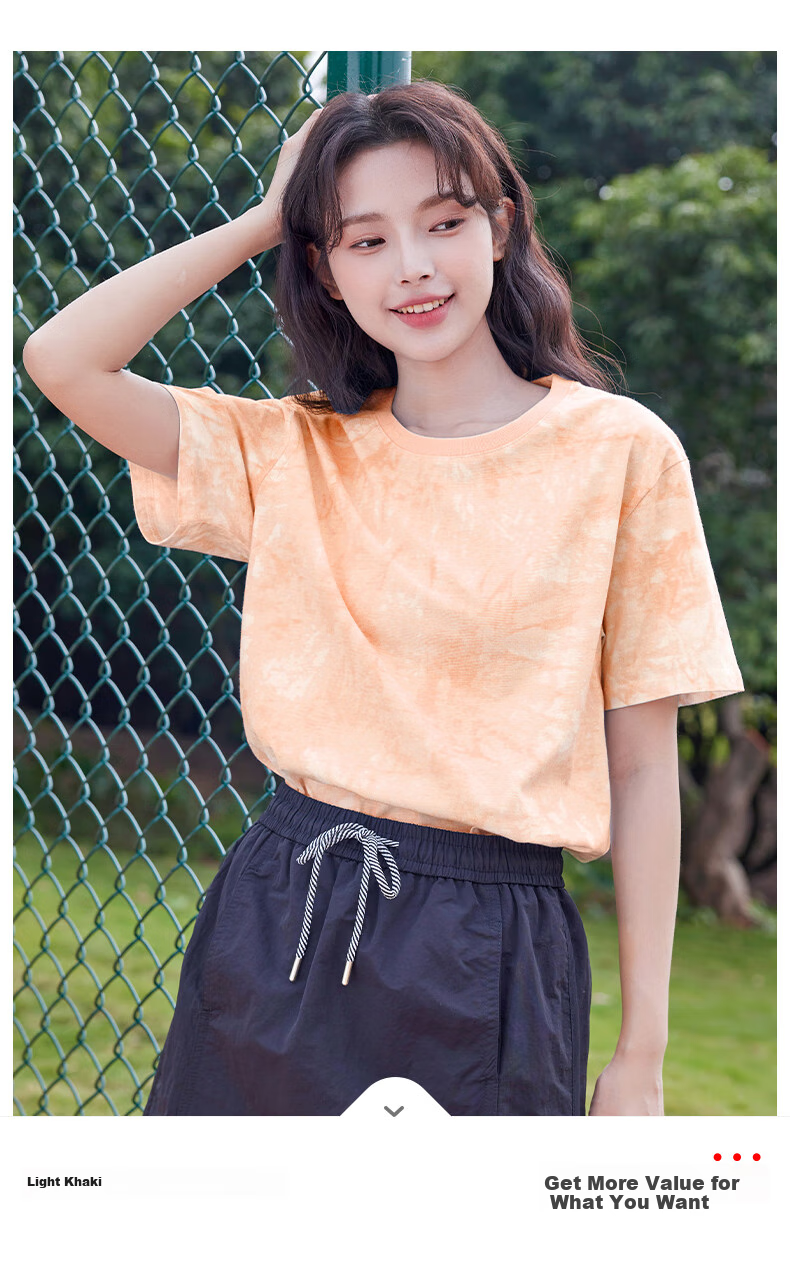Baleno 100% Pure Cotton Dopamine Tie-Dye Short-Sleeve T-Shirt for Women, Summer 2026 New Round Neck Loose Half-Sleeve Women's Clothing 15