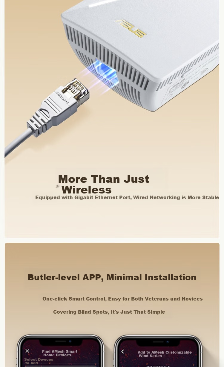 ASUS WiFi7 Signal Amplifier, BoTong Quad-Core 2.0G Dual-Band 3600M Wireless Booster, Compact Design with Wide Coverage, RP-BE58 8
