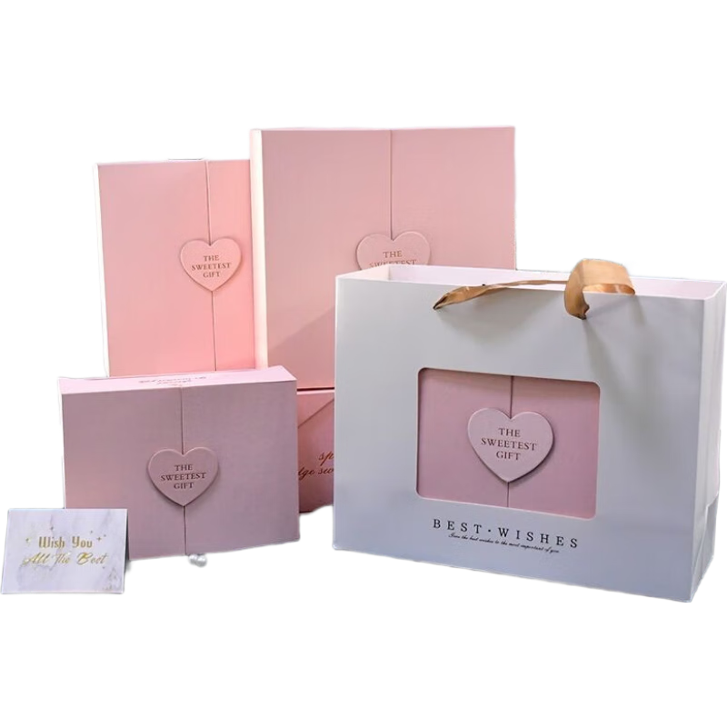 FAMUE Premium Gift Box Empty Box for Gift Giving Christmas New Year Birthday Gift Box for Girlfriend and Kids Pink Luxury Ceremony Gift Packaging Box