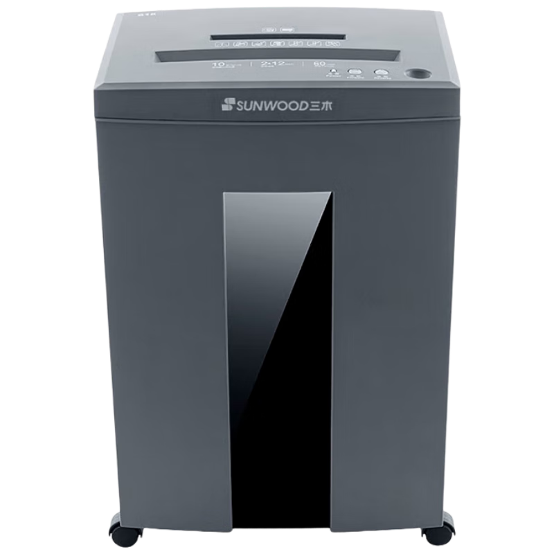 SUNWOOD Level 5 Confidential Office Commercial Paper Shredder (10 Sheets Per Pass, 60 Minutes Continuous Operation, 21L Capacity for Shredding Documents, CDs, Cards, Paper Clips, Staples) S18