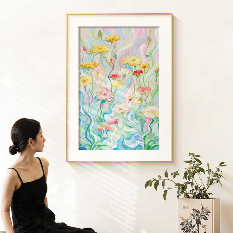 Haojiubujian × Lin Yun, Cream Style Living Room Decorative Painting, Floral Sofa Background Wall Art, Housewarming Gift, Entrance Hallway Hanging Picture