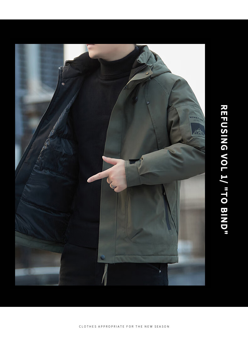 JEEP Men's Cotton Padded Hooded Thick Warm Casual Jacket Black 4XL Autumn Winter New 3