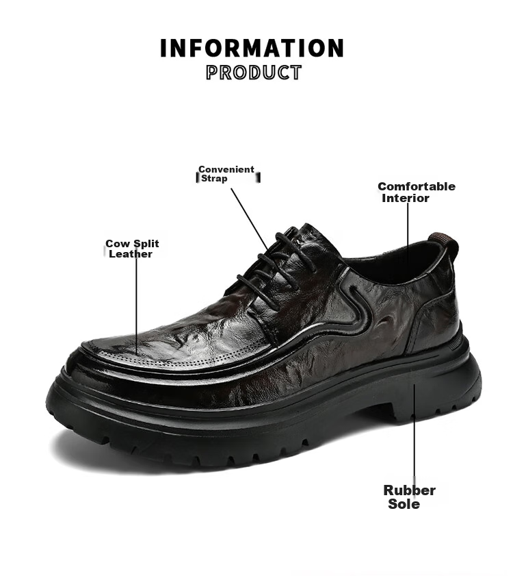 G.N.Shi Jia Men's Shoes, Summer Hollow Business Casual Leather Shoes, Breathable Perforated Leather Sandals, Men's Chunky Height-Increasing Formal Shoes 3