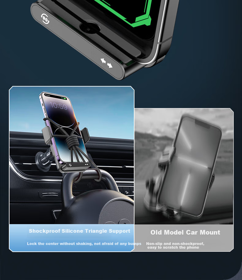 360 Car Wireless Charger, 15W Wireless Charging, Car Navigation Phone Holder, HX26 Base Stand, Magnetic Fast Charging, Compatible with Apple And Android 12