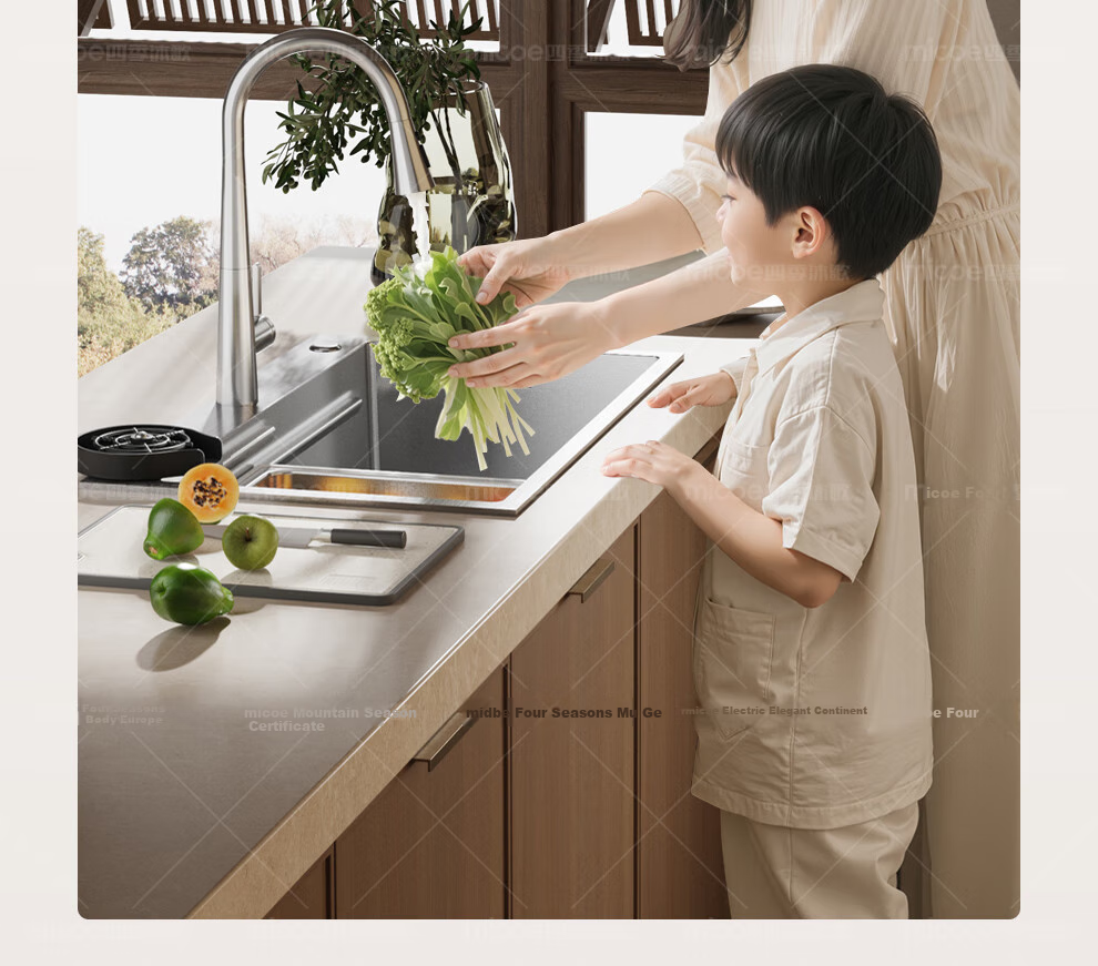 MICOE Kitchen Sink, Handmade Large Single Bowl L9 Series, 316L Stainless Steel Medical Grade, Nano Antibacterial Vegetable Washing Basin, 75 25