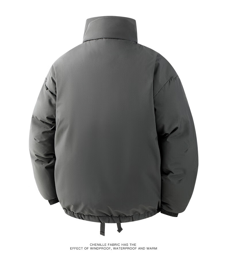 JEEP SPIRIT Men's Autumn Winter Casual Stand Collar Windproof Thick Warm Cotton Jacket Dark Gray XL 4