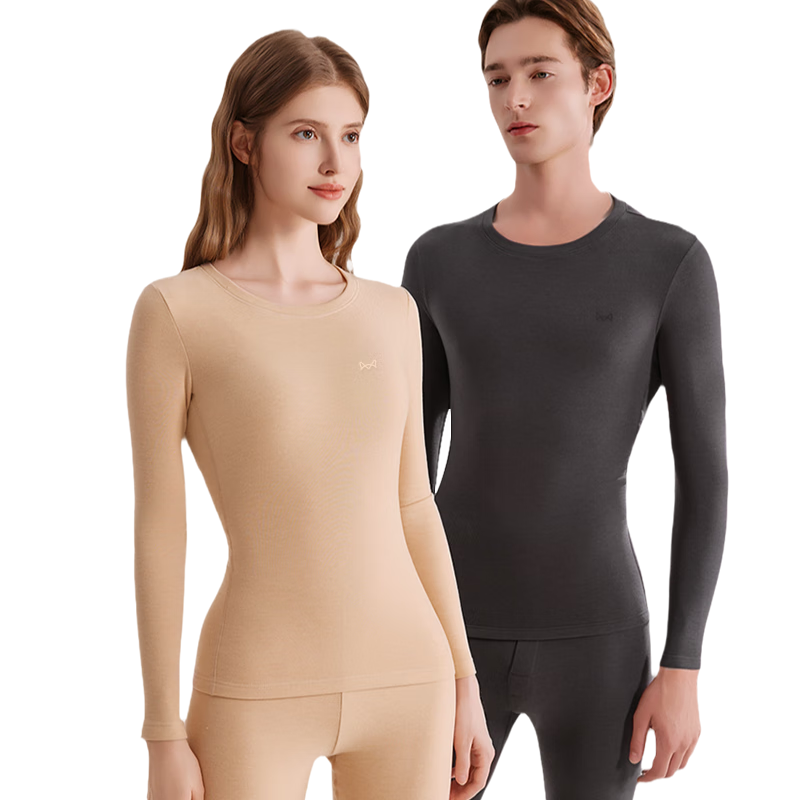 Miiow Men's Thermal Underwear Set Polyester Velvet Heat Retaining Thickened Acrylic Warm Autumn Shirt and Pants