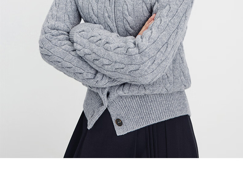 NaviKeel Italy Small Sailboat Women's 100% Wool Cable Knit Cardigan Sweater Jacket 2334094512 Light Gray M 77