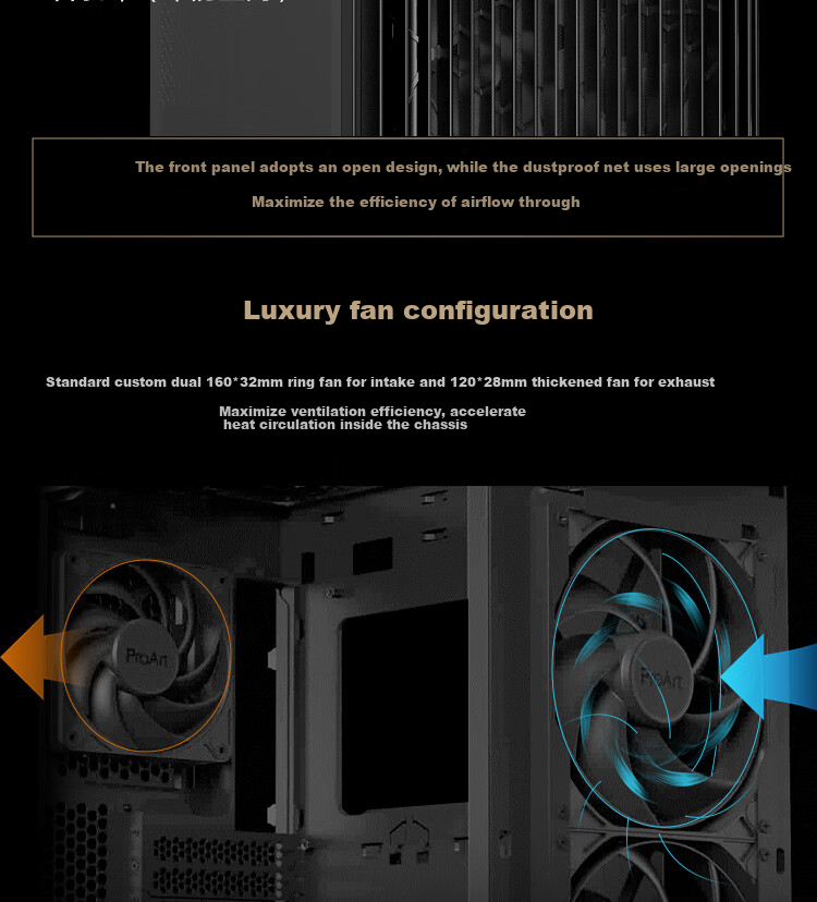 ASUS ProArt Chuangmeng 40 PA401 Woodcraft Edition Case, Powerful Cooling, Wooden Air Grille, Tool-Free Disassembly And Assembly, Power Button Lock, PWM One-Button Setup 5
