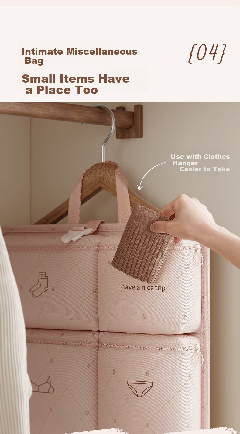 Baicaoyuan Travel Storage Bag, Luggage Organizer, Clothes Sorting Pouch, Travel And Business Trip Hanging Bag, Packing Organizer, Pink 13