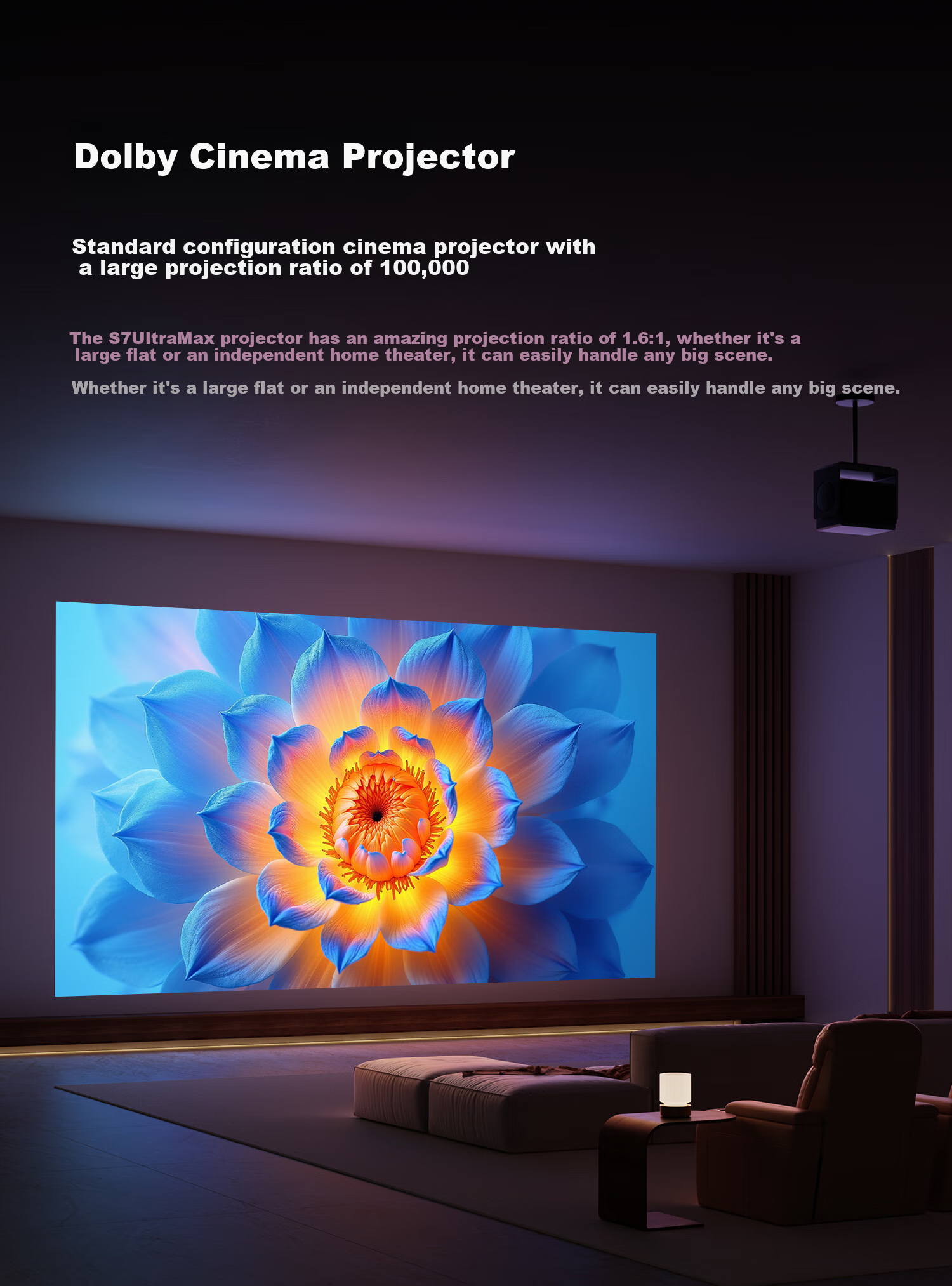 Dangbei S7 Ultra Max Projector, Home Use, 4K, New Tri-Color Laser Zoom, Ultra-Clear Home Theater, Subsidized (5800CVIA Liquid Cooling Heat Dissipation) 26