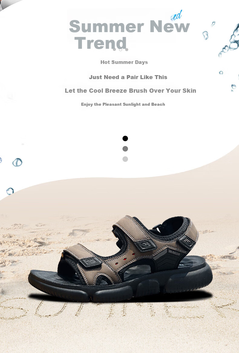 Huili Men's Sandals, Summer Versatile Comfortable Soft-Soled Slippers, Fashionable Outdoor Beach Shoes for Men, 0232 Black Size 41 2