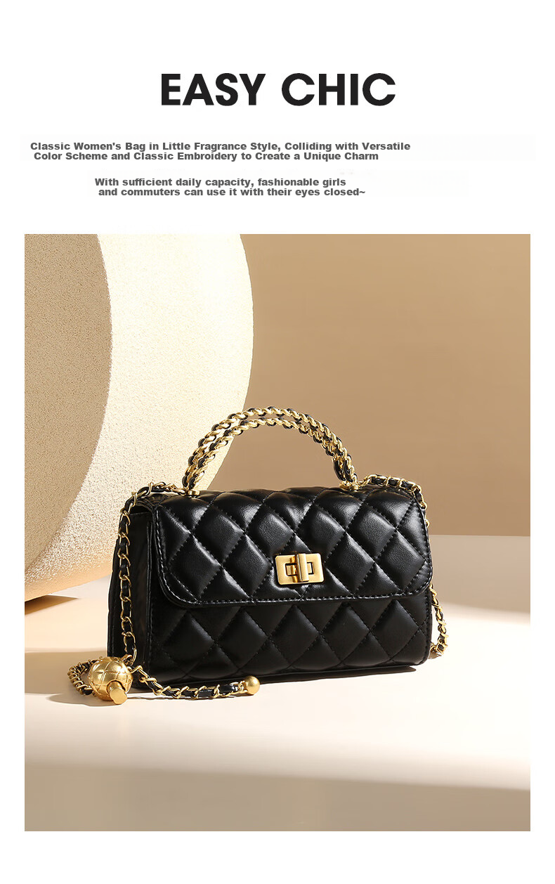 TUCANO Women's Leather Shoulder Bag Small Fragrance Style Quilted Chain Bag Fashion Versatile Crossbody Bag Mother's Day Birthday Gift 6