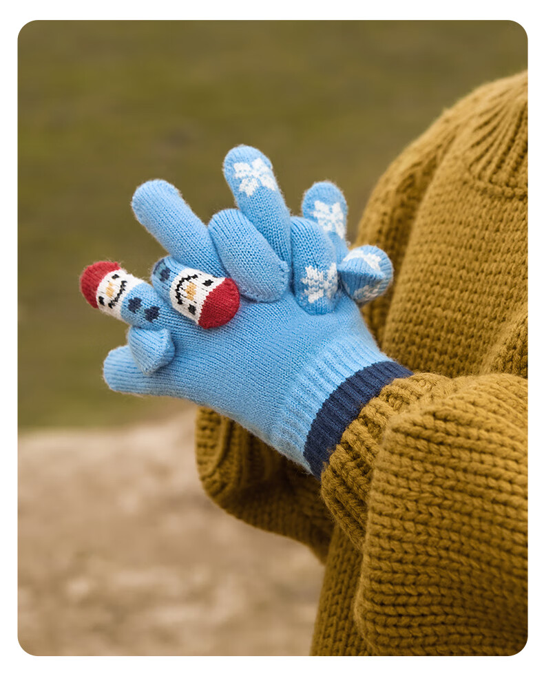 Niduoxiong Kids Gloves 3-6 Years Winter Warm Baby Gloves Boys Girls Five-Finger Knitted Gloves Autumn Winter 5