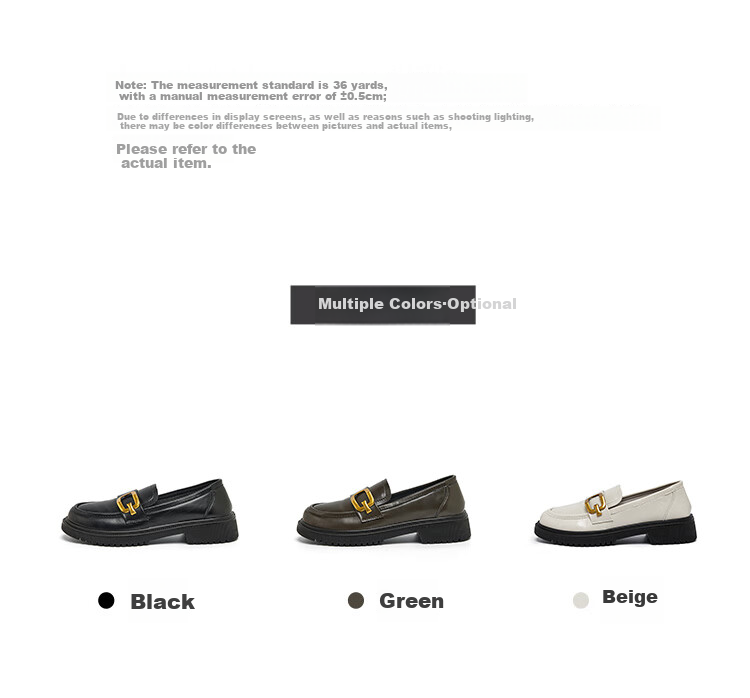 Dusto Black Thick-Soled Leather Shoes for Women, 2026 New Spring Slip-On Commuter Shoes, Soft-Soled British Loafers 6