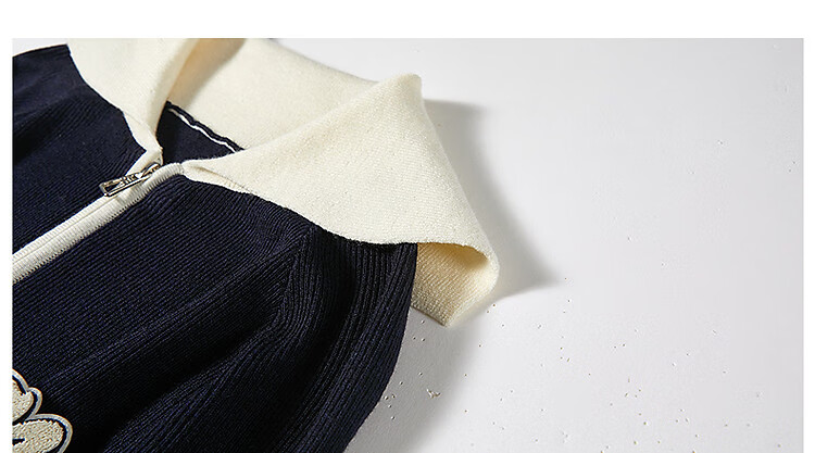 Demana French Style High Elasticity Casual Knitwear 2025 Autumn New Lapel Color-Block Toothbrush Embroidery Cardigan for Women 9