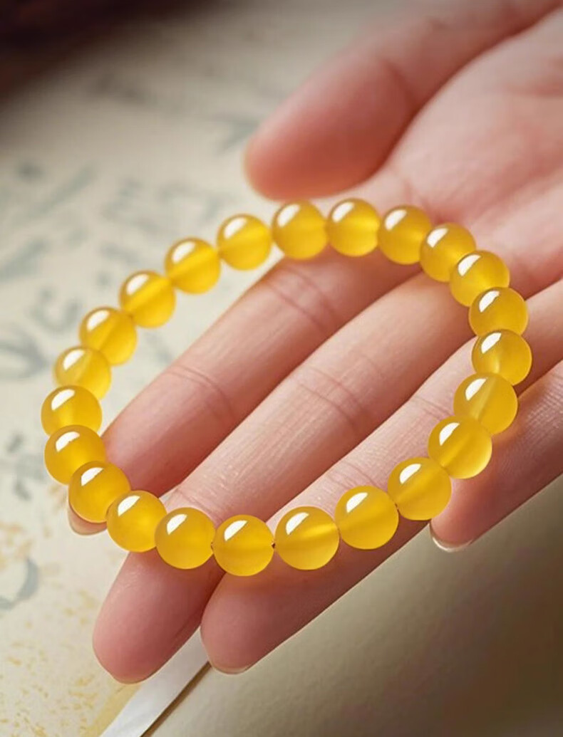 Kechen Yellow Chalcedony Bracelet Unisex Chicken Oil Yellow Agate Jade Crystal Beads Lucky Year Feng Shui Birthday Gift 3