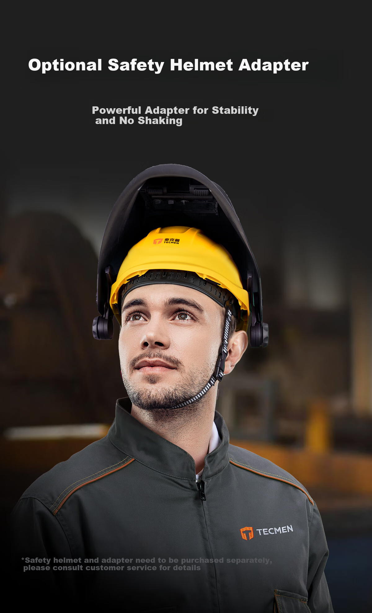 TECMEN 600S-G2 Second Generation Welding Helmet, Adjustable Welding Mask, Safety Cap Adapter, Headband Adapter (Long Hook) 9
