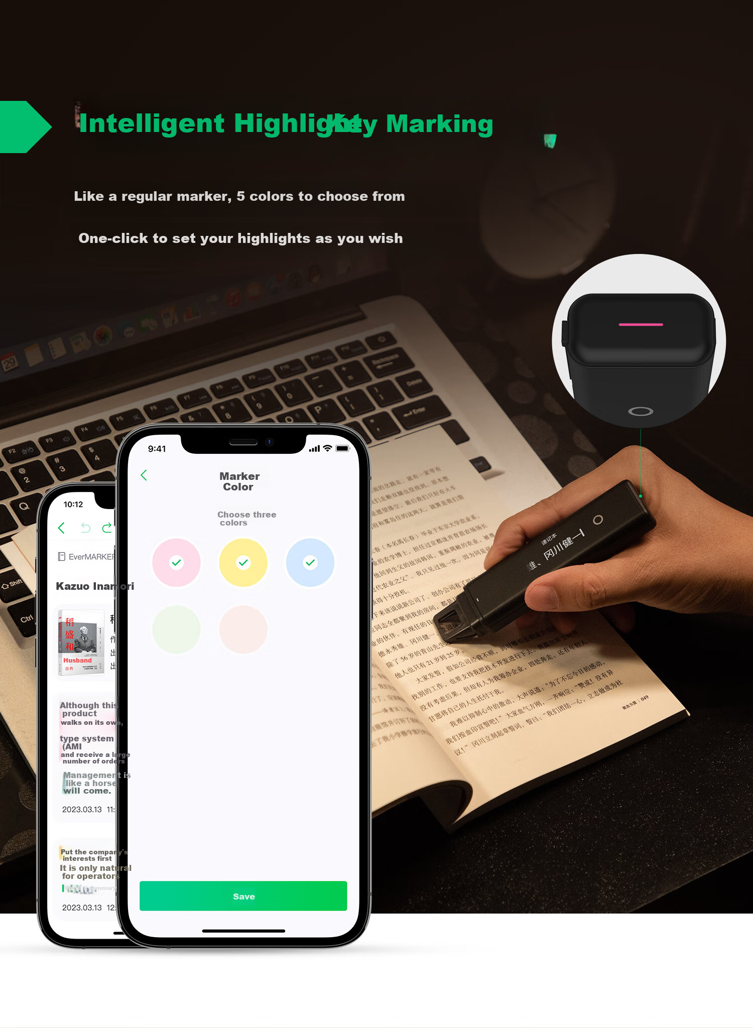 Yinxiangbiji EverMARKER+ Black Portable Scanner Pen for Text Extraction, Note-Taking, And Quick Recording 6