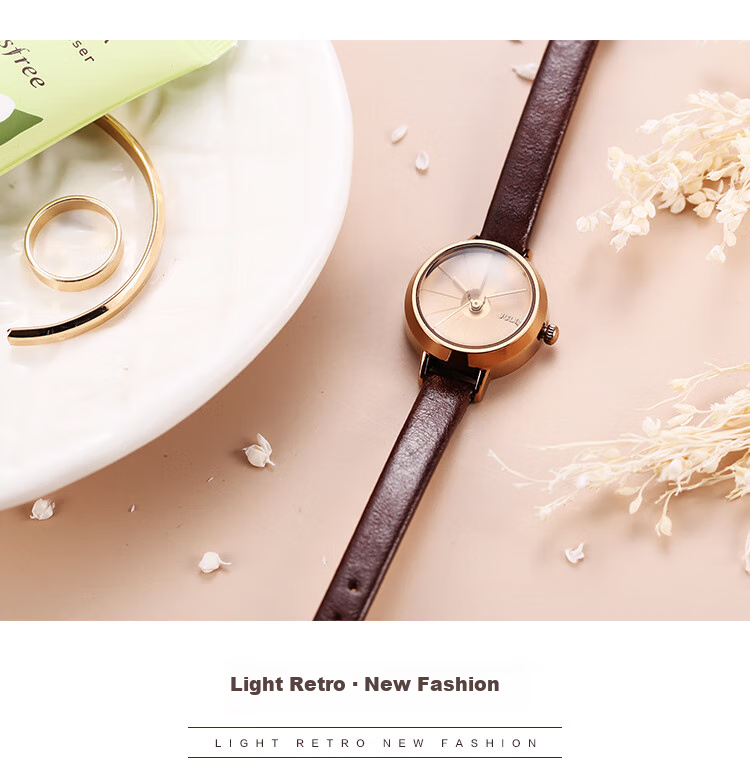 Julius Women's Watch, Korean Version, 3D Dial, Fashionable Versatile Student Waterproof Quartz Ladies Watch, Coffee Color JA-979E 4