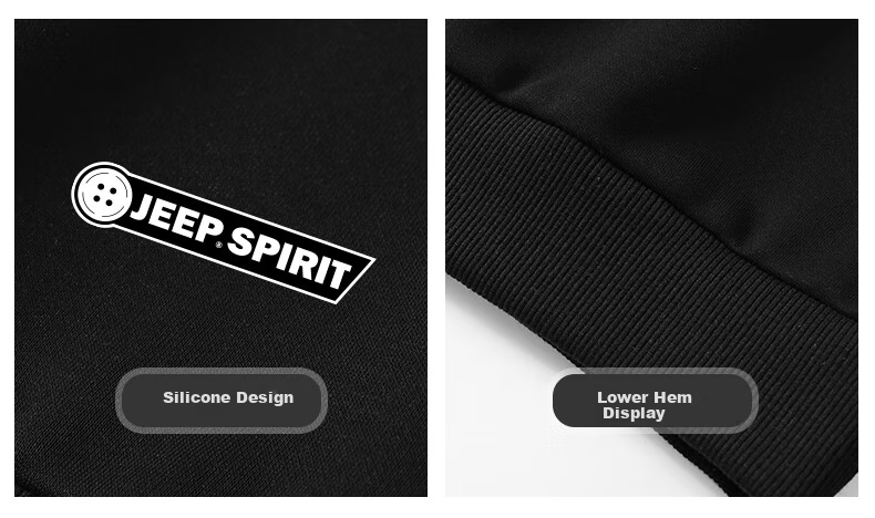 JEEP SPIRIT Men's Long Sleeve Polo Shirt Autumn Lapel Sweatshirt Loose Comfortable Sports Casual Top Black 2XL 5