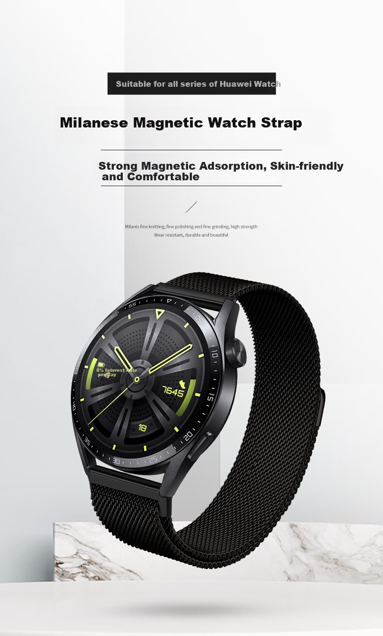 Binghong Compatible with Huawei GT3 Watch Strap, Metal Magnetic Clasp for Men And Women, Huawei GT3 Pro Watch Band, 43/42mm, Suitable for Watch5 GT5Pro - Silver 20mm 1