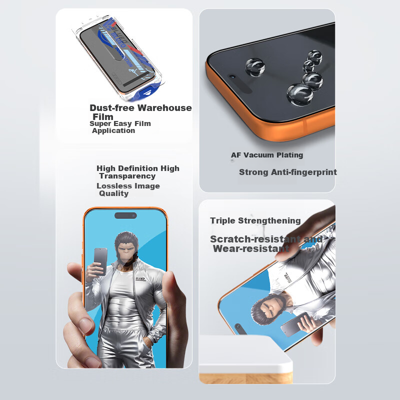 Защитное стекло Lanxingxiansheng для Apple iPhone 17 Pro/16 Pro, противоударное, пылезащитное, противоотпечатковое
