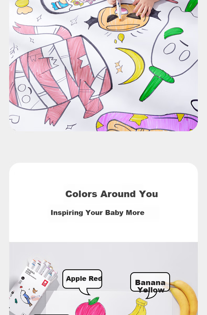Babycare Washable Double-Sided Watercolor Markers for Babies, Toddlers And Children - Home Use Doodle And Drawing Pens - 12 Colors 5
