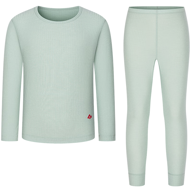 AIMER KIDS Little Heater "Light Warm" Boys' Moisture-Absorbing Thermal Underwear Set Sage Green 100