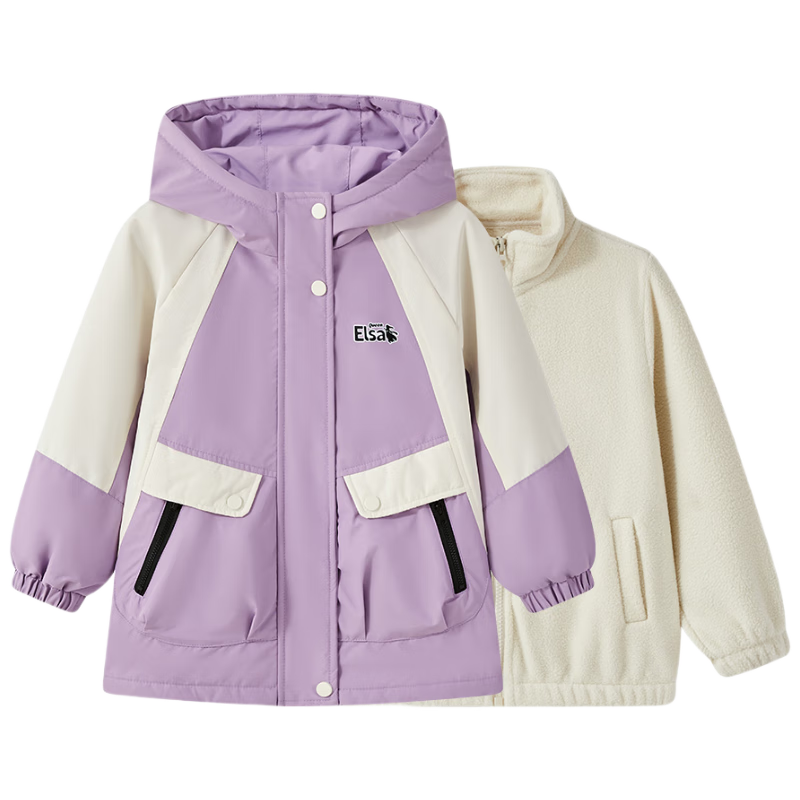 Disney Children's Autumn Winter Jacket Girls Two-Piece Fleece Cotton Coat Set 2025 Season Big Kids Baby Outerwear