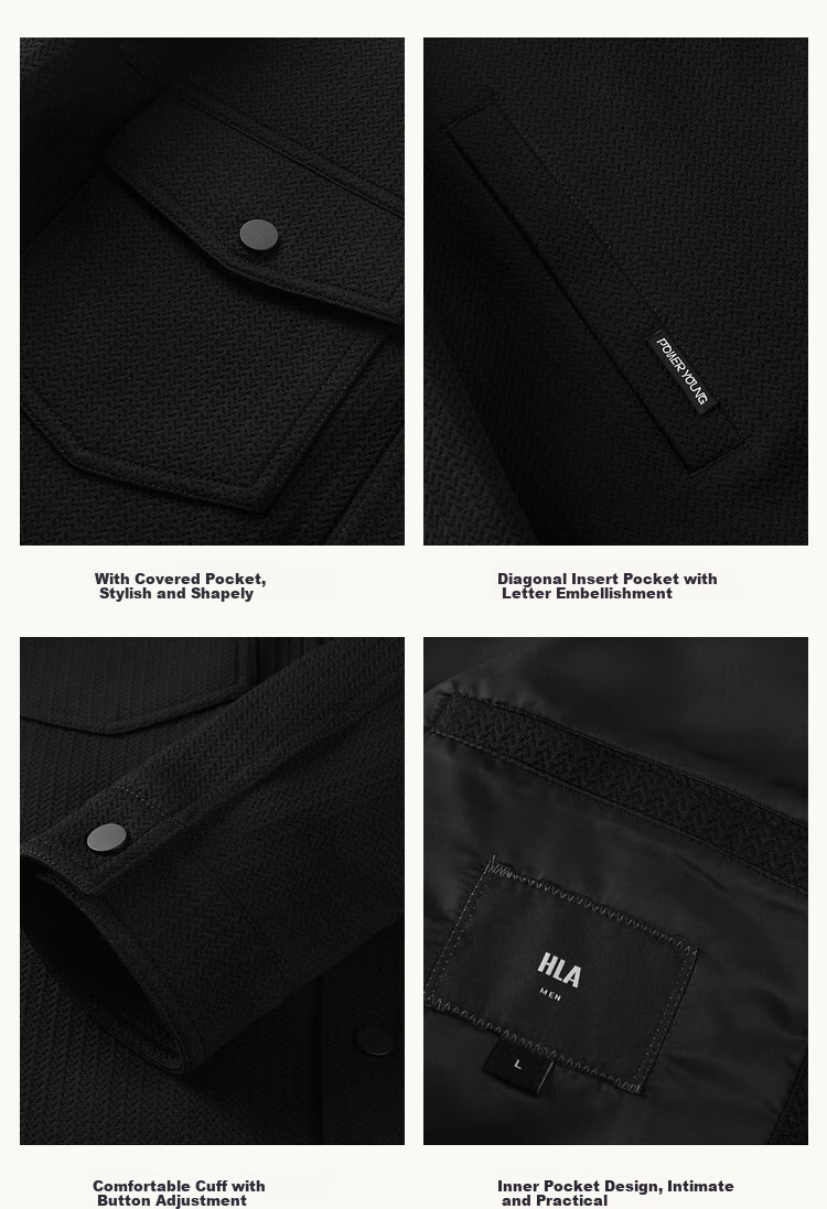 HLA Jacket for Men, POWER YOUNG Series, Lapel Windproof Coat for Men, Spring And Autum 13