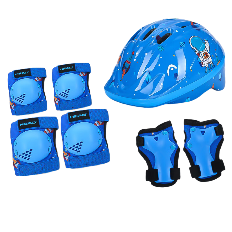 Haide Kids Roller Skating Protective Gear Helmet Knee Pads Elbow Pads Wrist Guards Bicycle Skateboard Balance Bike Protective Set Blue M