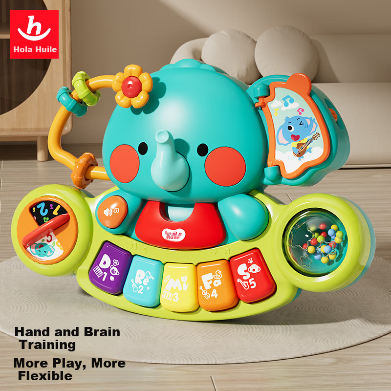 Электронное пианино-игрушка HUILE TOYS "Милый слоненок" для детей от 6 месяцев, развивающая игрушка, подарок на день рождения
