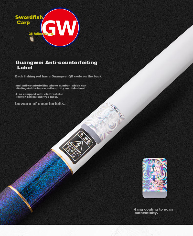 GW Fishing Rod Jian Shou Lian Second Generation Strong And Durable, 28 Sections, 5.7 Meters, All-Purpose Big Fish Rod, Ultra-Light And Ultra-Hard, High Carbon Rod for Platform Fishing 10