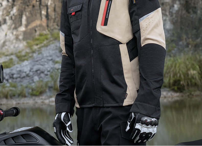 STAR FIELD KNIGHT Motorcycle Riding Jacket, Summer And All-Season Warm Fleece-Lined, Outdoor Motorbike Travel Gear, Black, Size 3XL 22