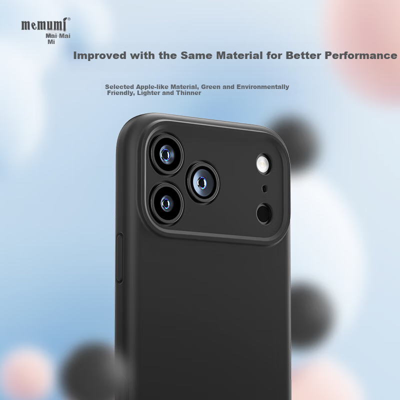 Чехол Memumi для iPhone 17 Pro Max, жидкий силикон, противоударный, с магнитом, черный
