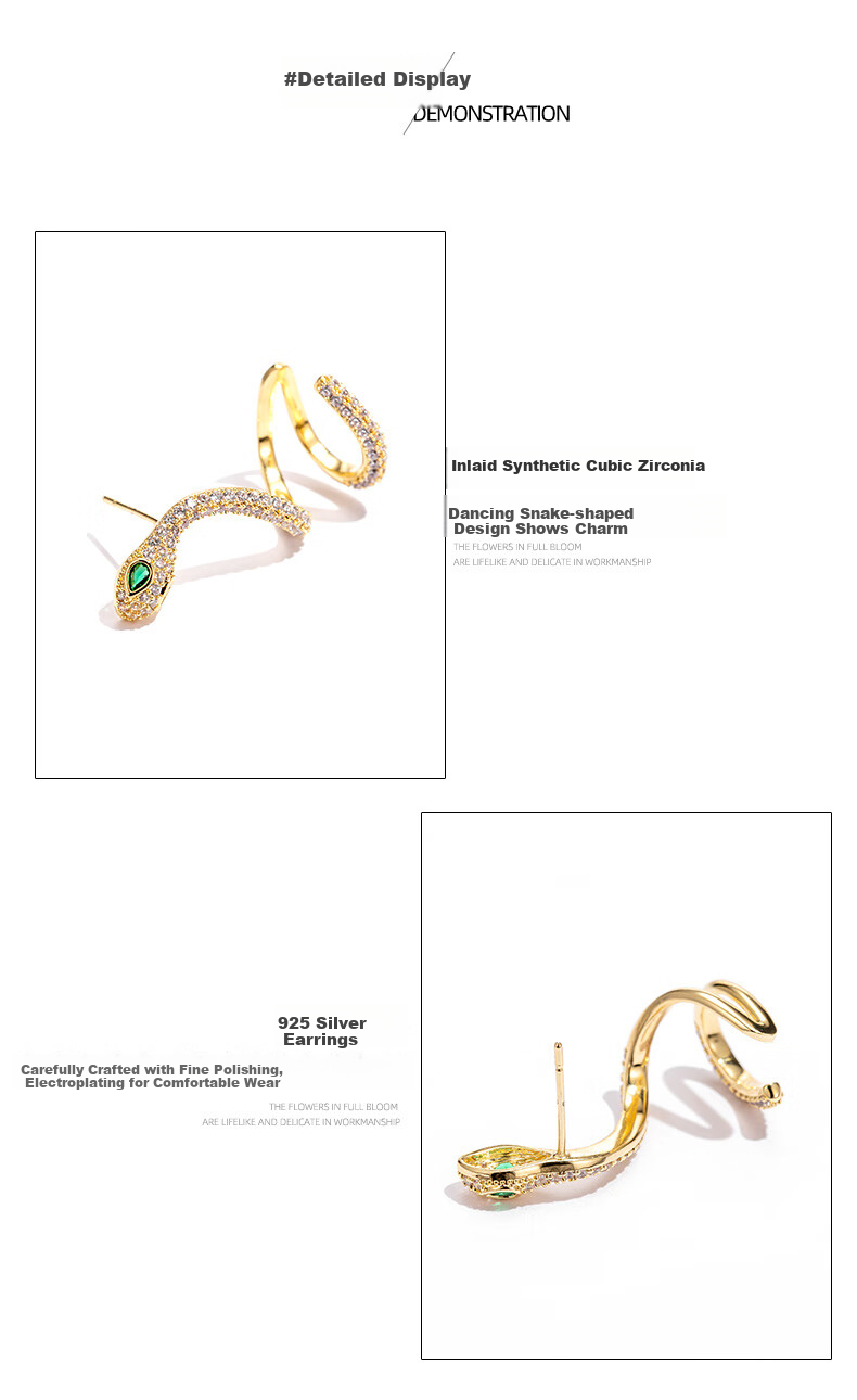Qlady Snake Ear Studs for Women, 2026 New Year Style, Elegant High-End Bone Studs, Unique Niche Earrings, Luxurious Ear Accessories for Wome 6