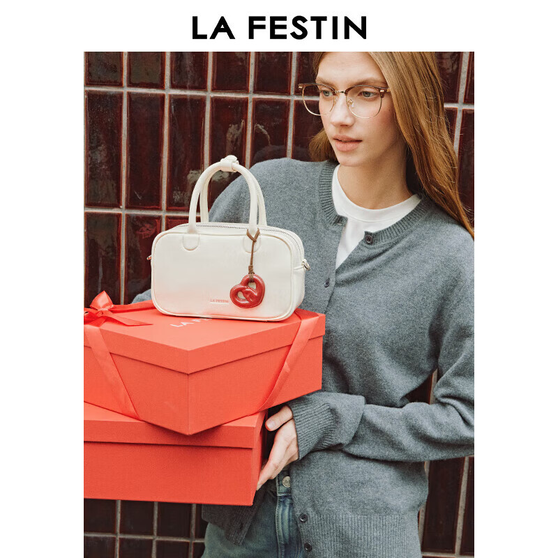 La Festin Top-Grain Leather Chubby 2026 New Crossbody Women's Bag, Handheld Boston Bag, Birthday Gift for Girls