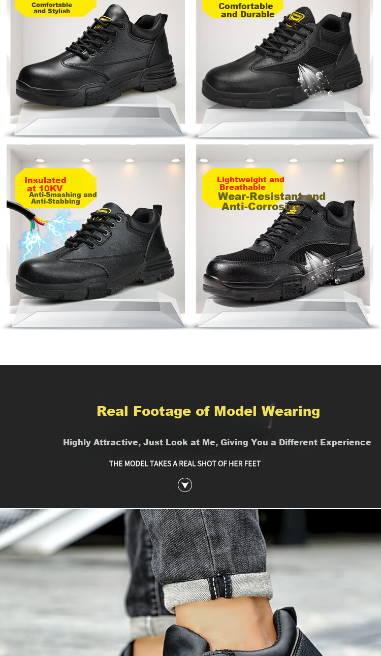 JUNBU Safety Shoes for Men, Electrician Insulated 10KV, Anti-Smashing, Anti-Puncture, Plastic Toe Cap, Lightweight Work Boots 2165KV Size 45 11