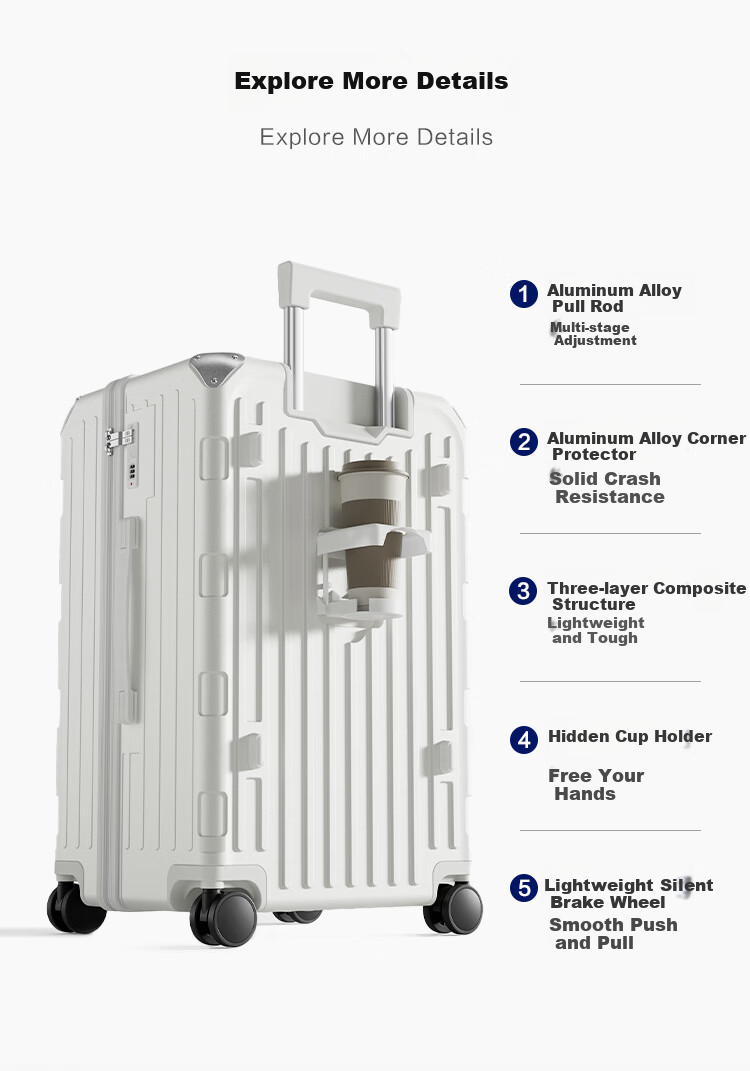HLA Large Capacity Luggage Trolley Travel Password Lock Checked Business Trip Men Coral Pink 30 Inch 6