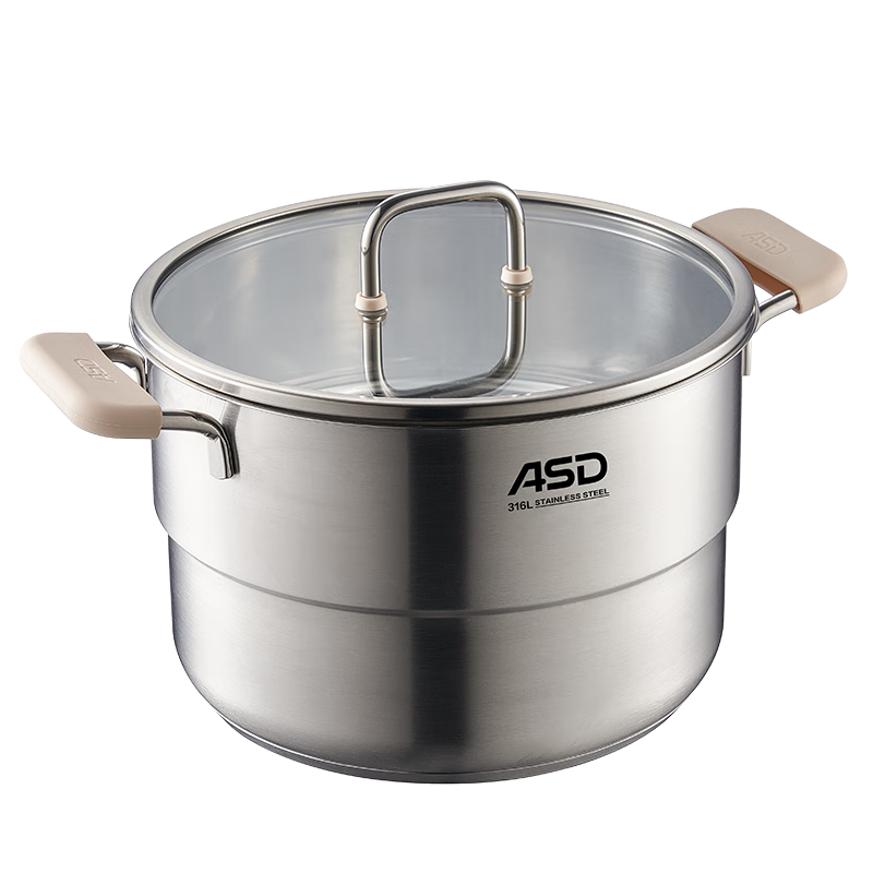 ASD 24cm 316L Food Grade Thickened Stainless Steel Double-layer Steamer and Soup Pot, Compatible with Induction and Gas Stoves B15