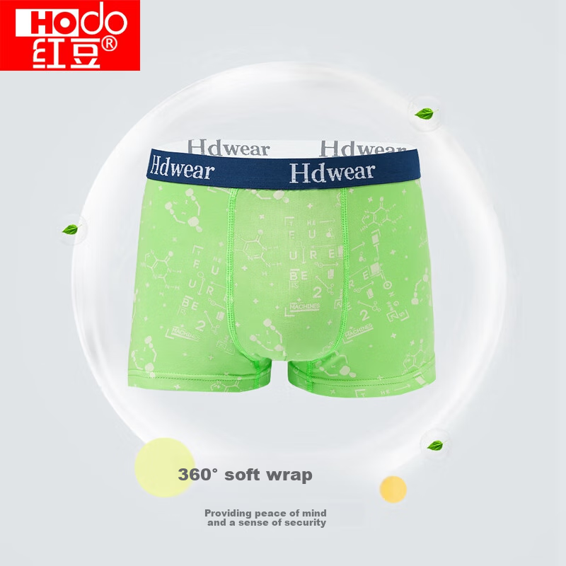 Hodo Boys' Antibacterial Pure Cotton Crotch A-Class Cotton Spandex Breathable Contrasting Color Plain Angle Underwear, 4-Pack