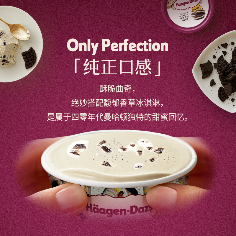 哈根达斯（Haagen-Dazs）曲奇香奶大桶冰淇淋 473ml/桶 家庭装 雪糕
