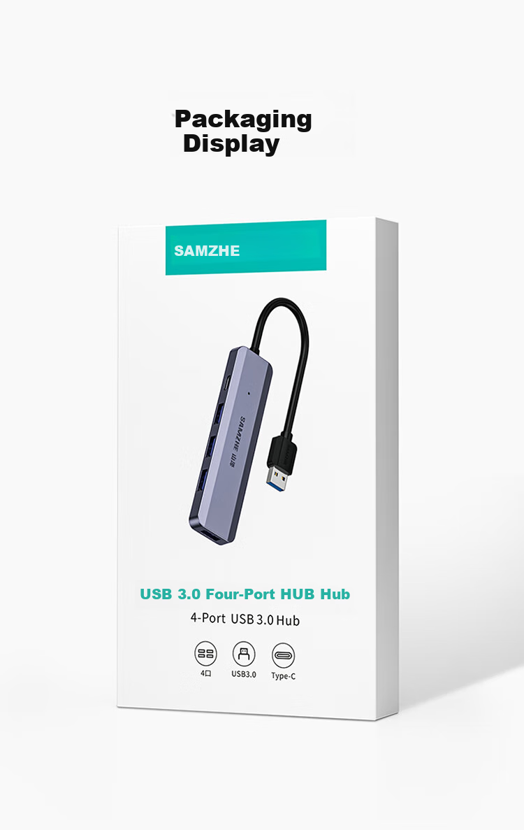 SAMZHE USB3.0 Hub Expander, High-Speed 4-Port Hub Splitter Docking Station, Laptop Hub Multi-Port Adapter Converter Extension Cable HUB11 13