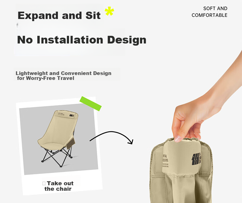TAN XIAN ZHE Moon Chair Outdoor Folding Chair with Three Adjustable Height Settings High Back Lounge Chair Beach Chair Portable Fishing Stool 16